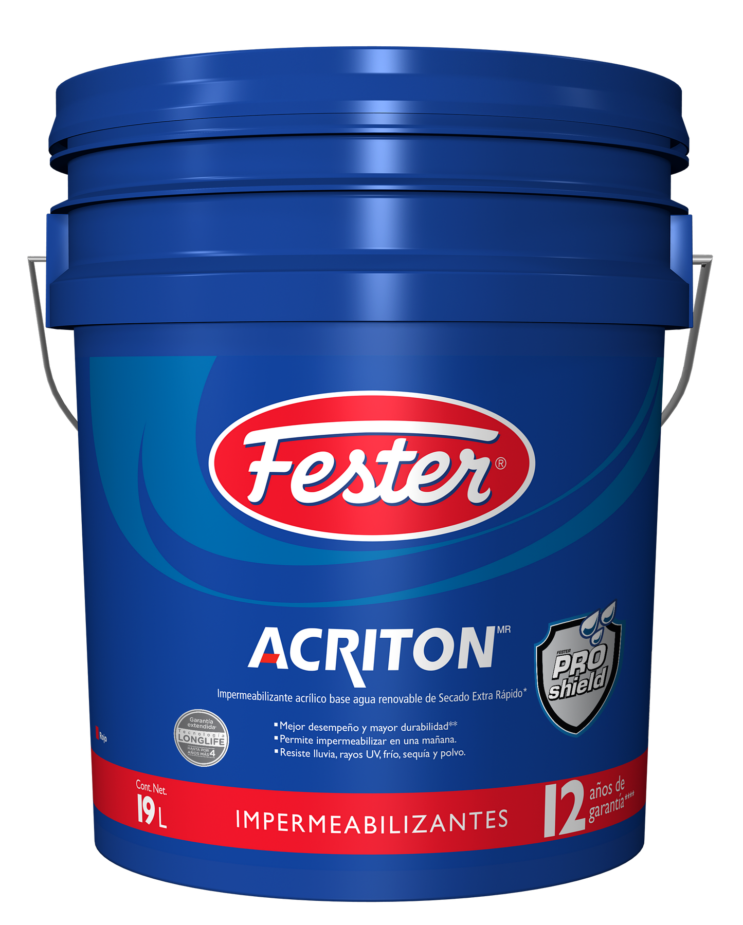 IMPERMEABILIZANTE 12 AÑOS ROJO 19L FESTER ACRITON PROSHIELD MAX