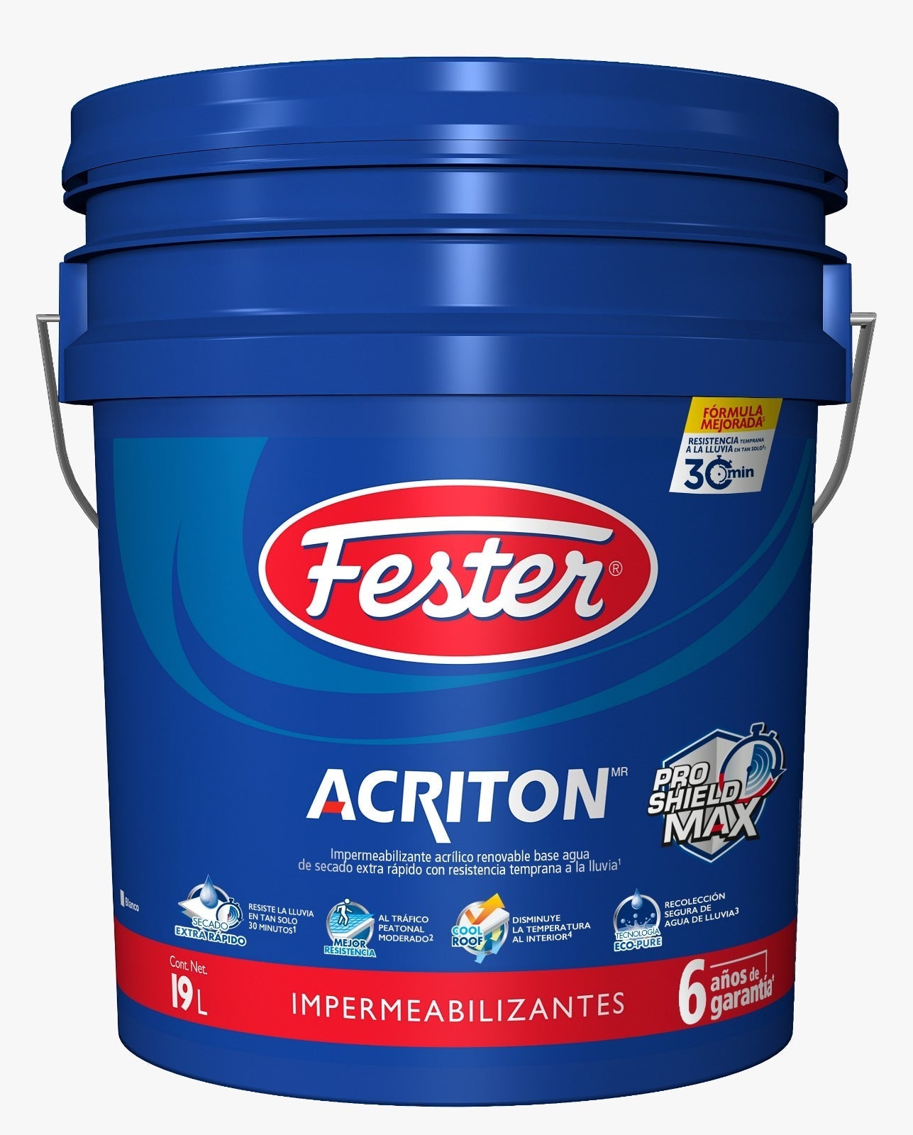 IMPERMEABILIZANTE 6 AÑOS BLANCO 19L FESTER ACRITON PROSHIELD MAX