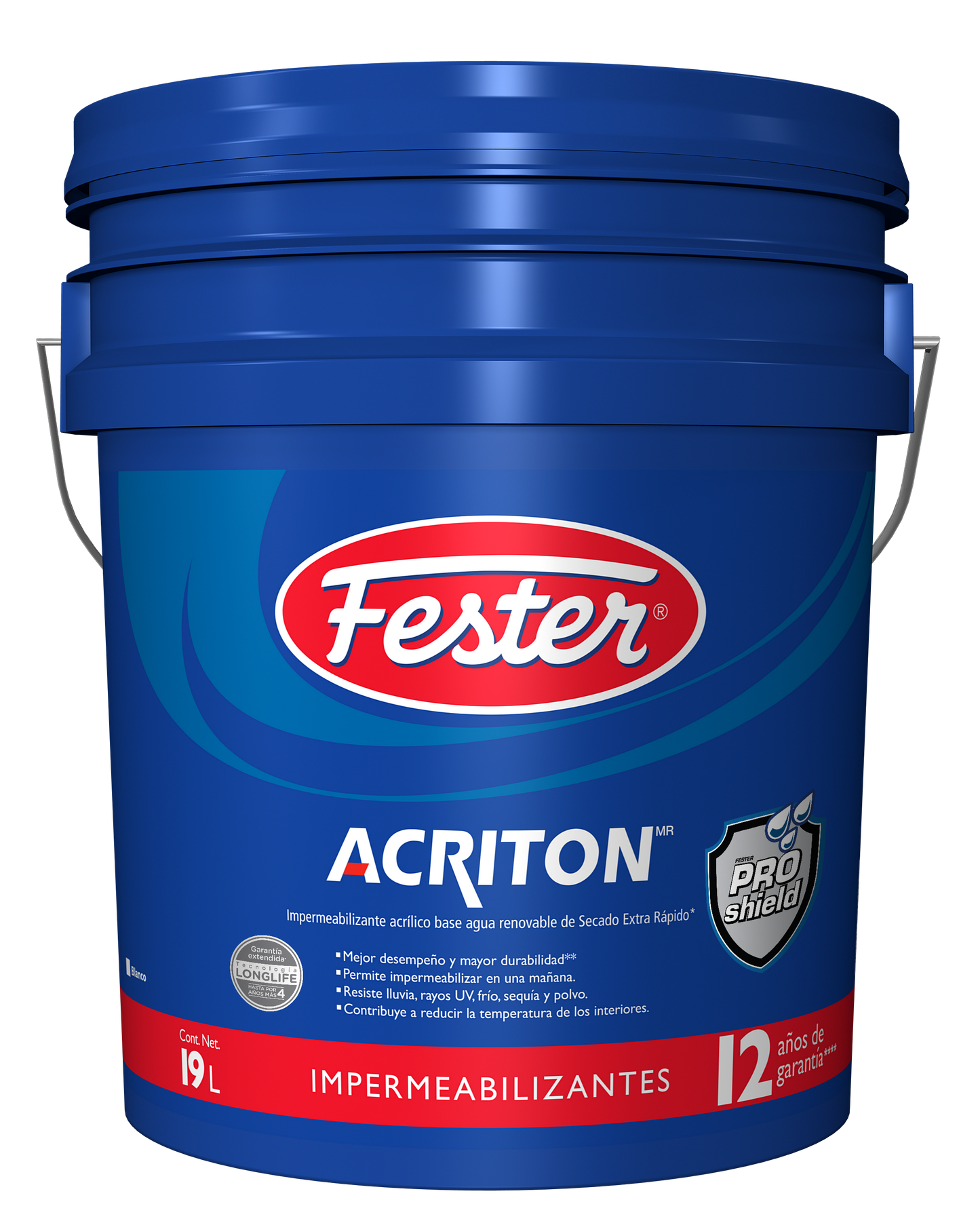 IMPERMEABILIZANTE 12 AÑOS BLANCO 19L FESTER ACRITON PROSHIELD MAX