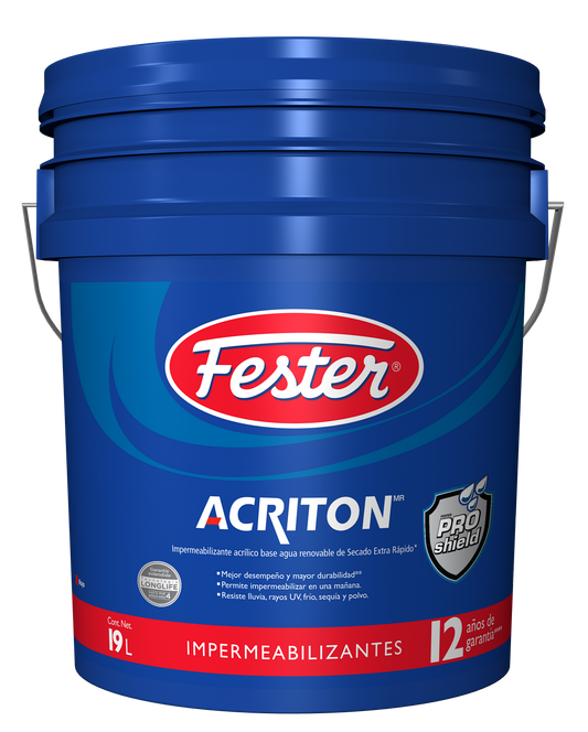 IMPERMEABILIZANTE 12 AÑOS ROJO 19L FESTER ACRITON PROSHIELD MAX