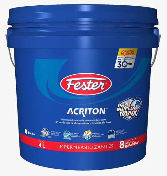 IMPERMEABILIZANTE 8 AÑOS BLANCO 4L FESTER ACRITON PROSHIELD MAX