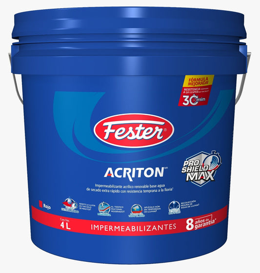IMPERMEABILIZANTE 8 AÑOS ROJO 4L FESTER ACRITON PROSHIELD MAX